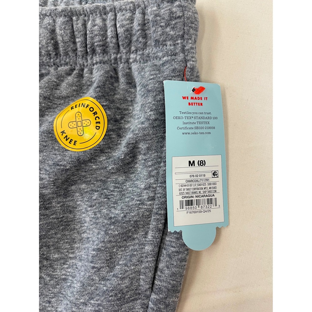 Cat & Jack Boys Charcoal Gray Jogger Sweatpants Size M 8 Reinforced Knee NWT - Picture 3 of 5
